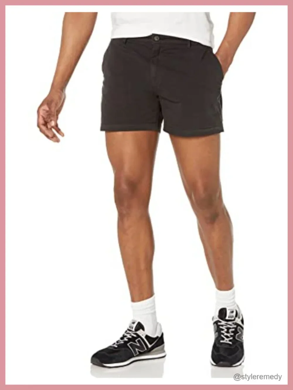 Men's Slim-Fit Stretch Cotton Canvas Flat Front Shorts 5-Inch Inseam